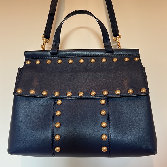 Tory Burch Authentic Block-T Stud Satchel - Picture 3 of 8